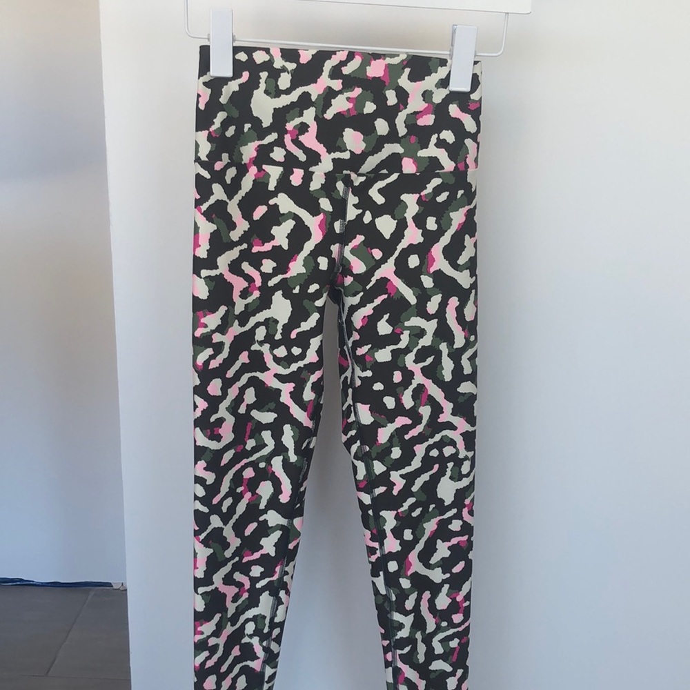 Maaji full length medium compression with high rise fit in green and pink camo